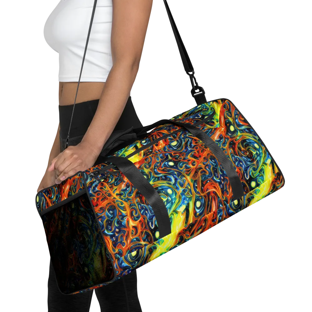 Blue Flame Field on Duffle Bag — Front