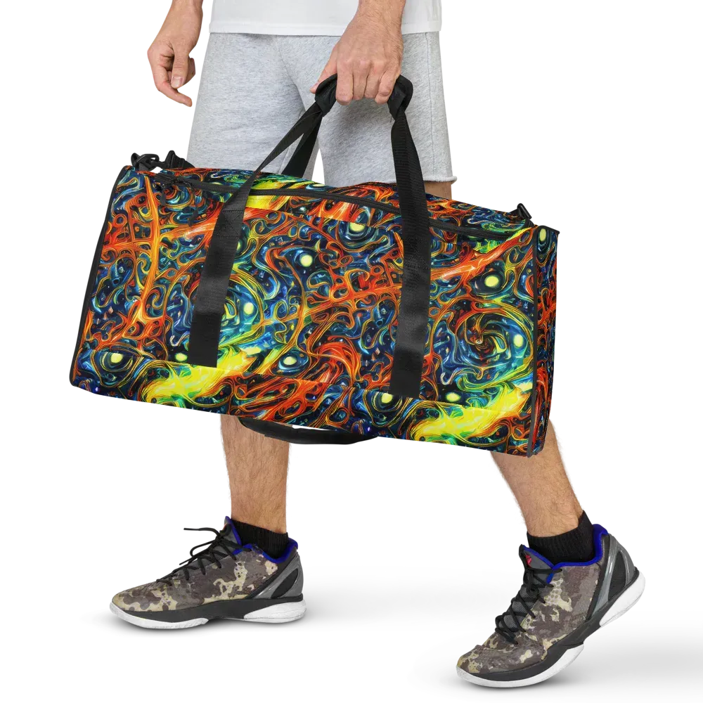 Blue Flame Field on Duffle Bag — Front