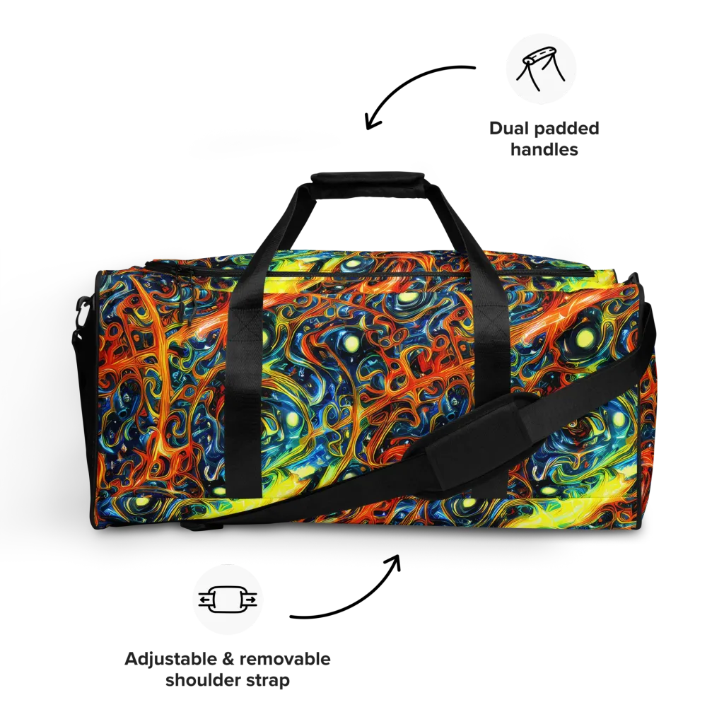 Blue Flame Field on Duffle Bag — Front