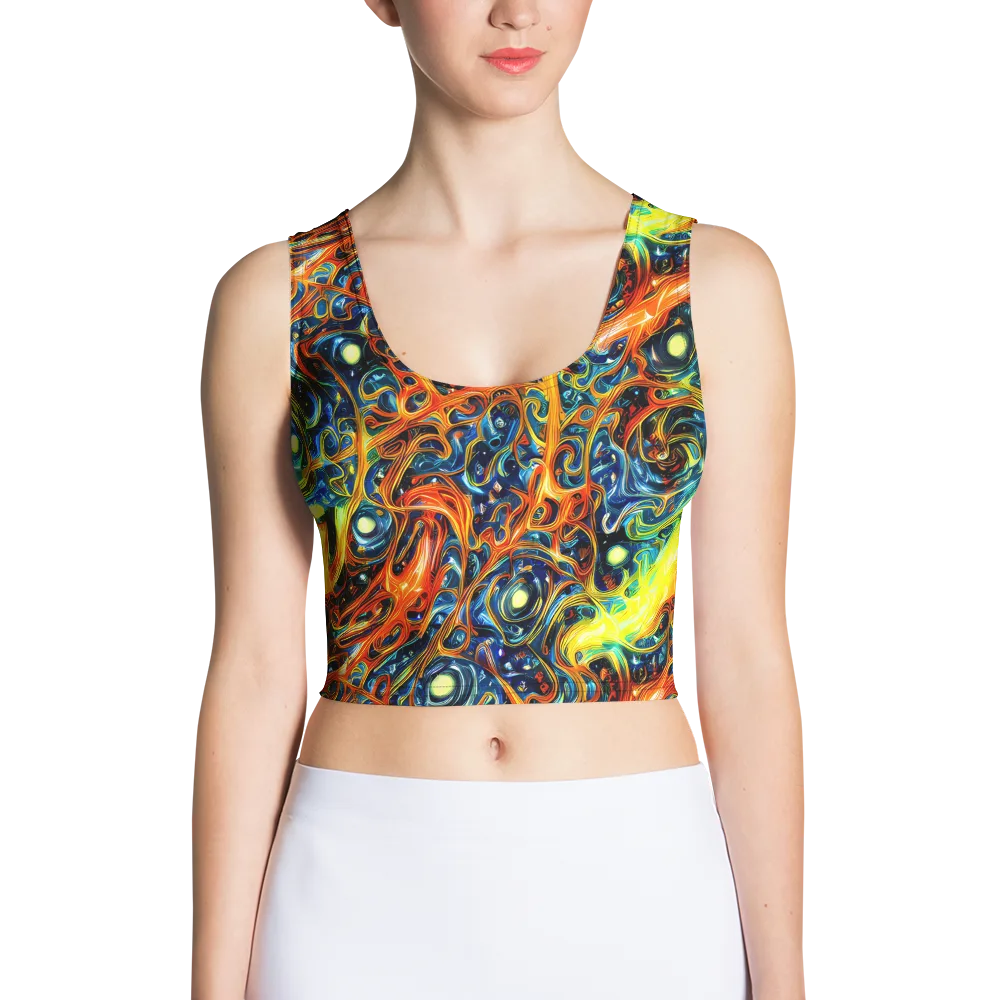 Blue Flame Field on Crop Top — Front