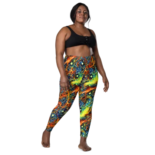 Blue Flame Field on a Leggings with Pockets