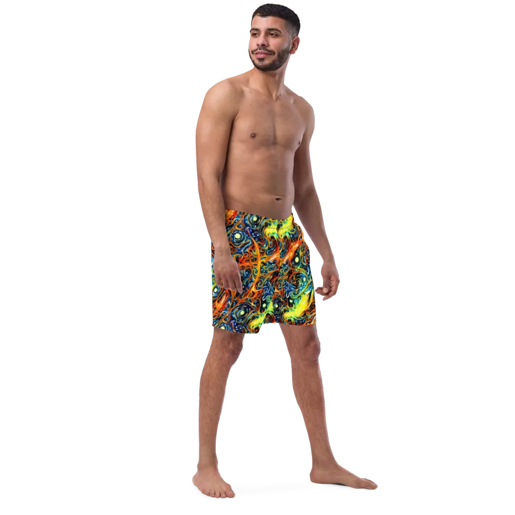 Blue Flame Field on Swim Trunks — Right Front