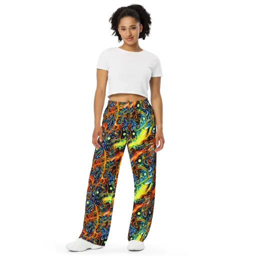 Blue Flame Field on a Wide-Leg Pants