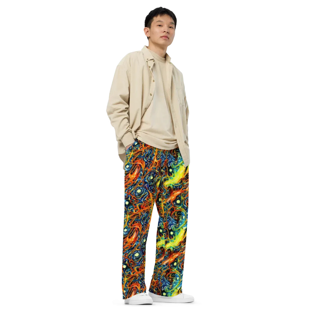 Blue Flame Field on Wide-Leg Pants — Right Front