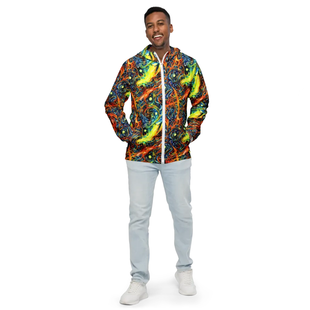 Blue Flame Field on Men's Windbreaker — Front