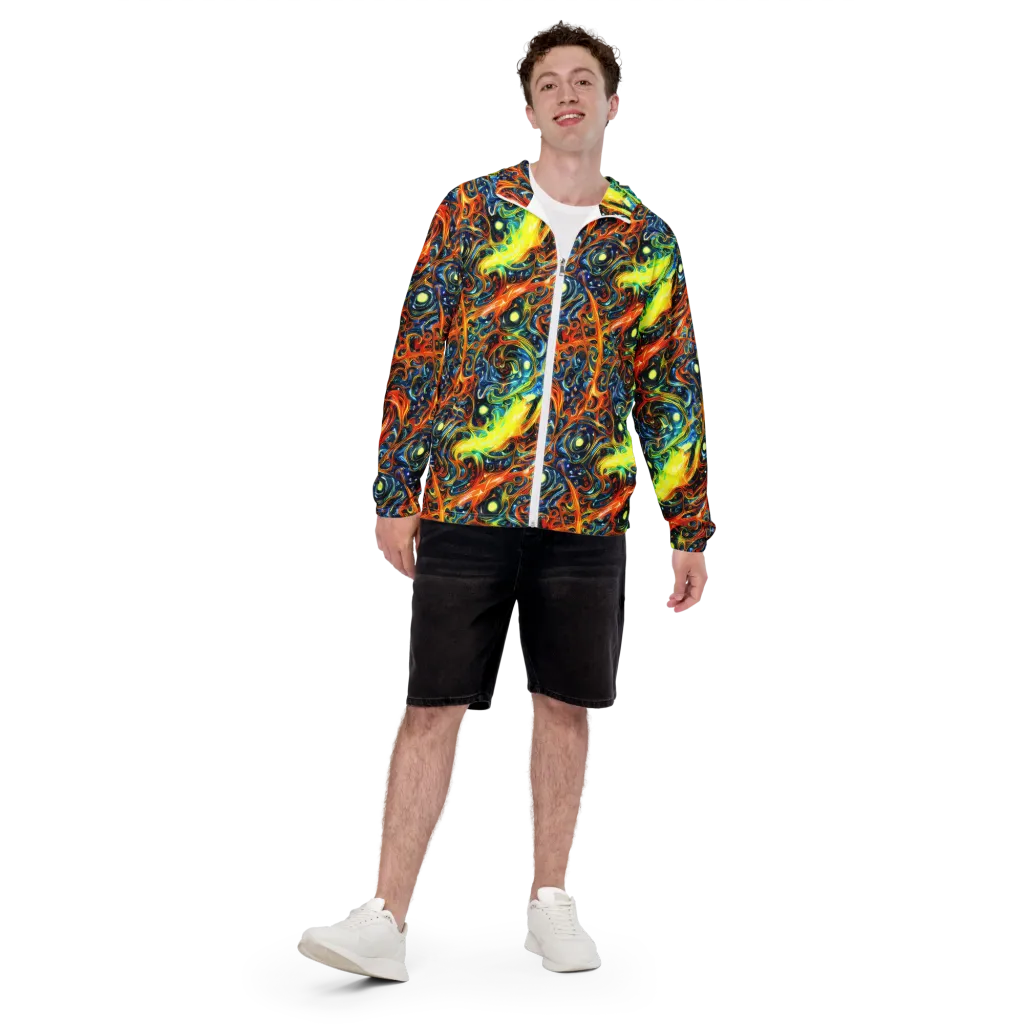 Blue Flame Field on Men's Windbreaker — Front