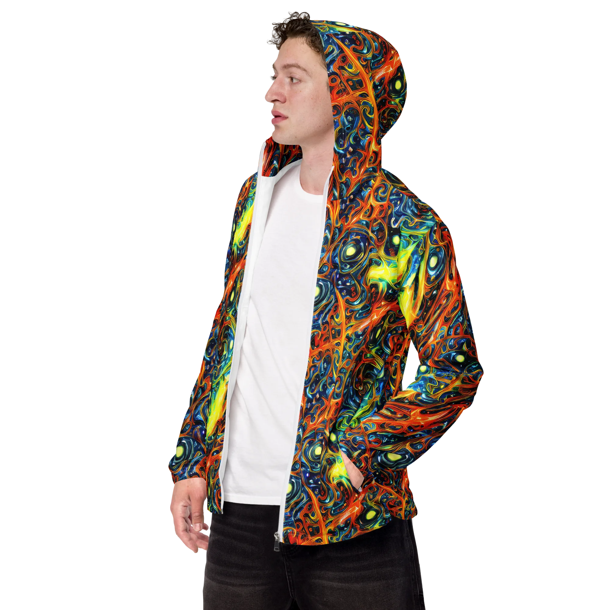 Blue Flame Field on Men's Windbreaker — Left Front
