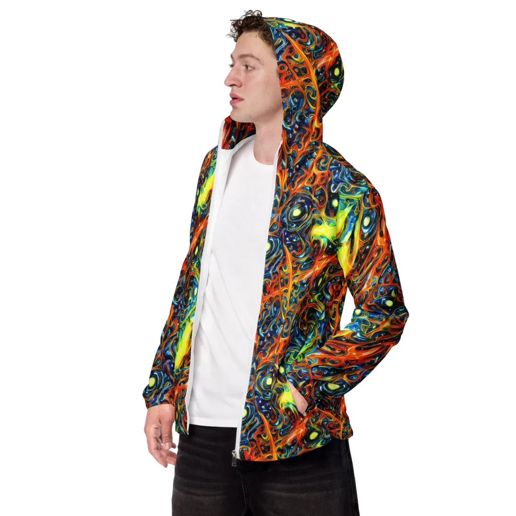 Blue Flame Field on Men's Windbreaker — Left Front