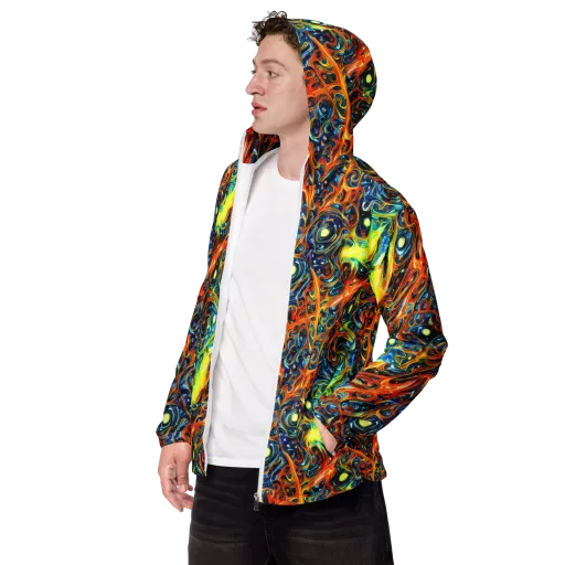 Blue Flame Field on a Men's Windbreaker