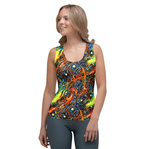 Blue Flame Field on a Women's Tank Top
