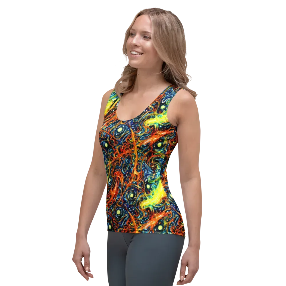 Blue Flame Field on Women's Tank Top — Left Front
