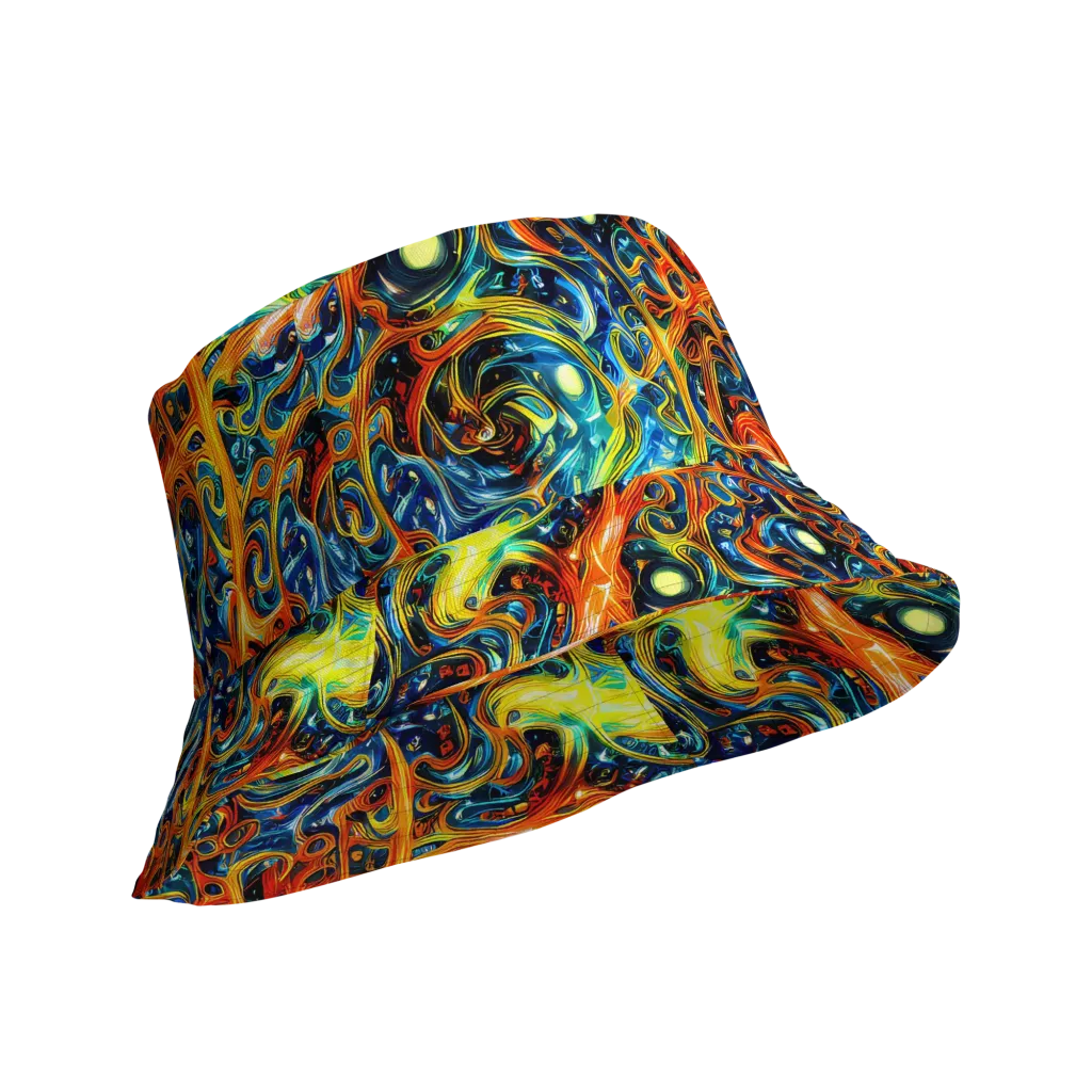 Blue Flame Field on Reversible Bucket Hat — Product details Outside