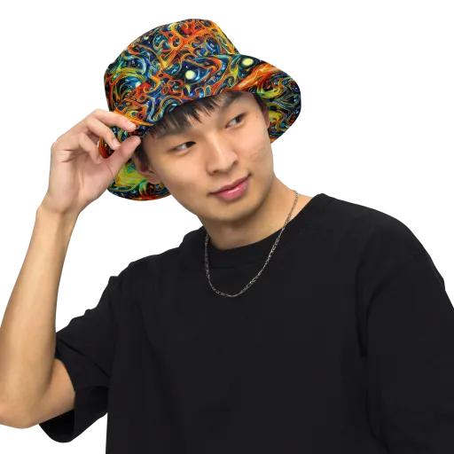 Blue Flame Field on a Reversible Bucket Hat