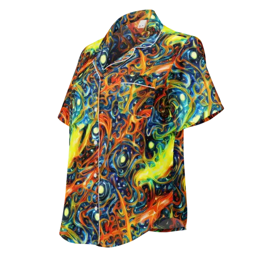 Blue Flame Field on a Women's Short Sleeve Pajama Top