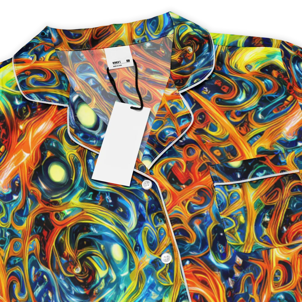 Blue Flame Field on Women's Short Sleeve Pajama Top — Product details