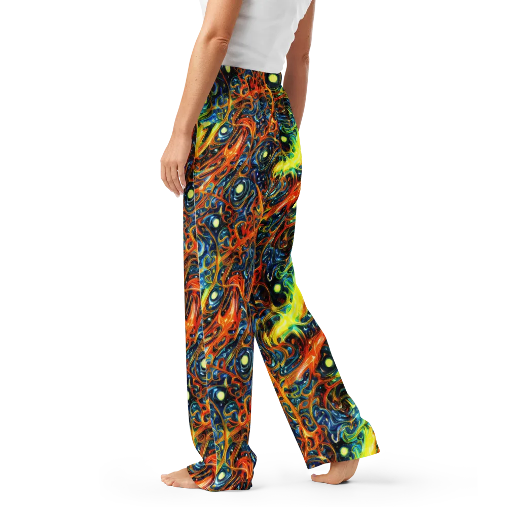 Blue Flame Field on Women's Pajama Pants — Left