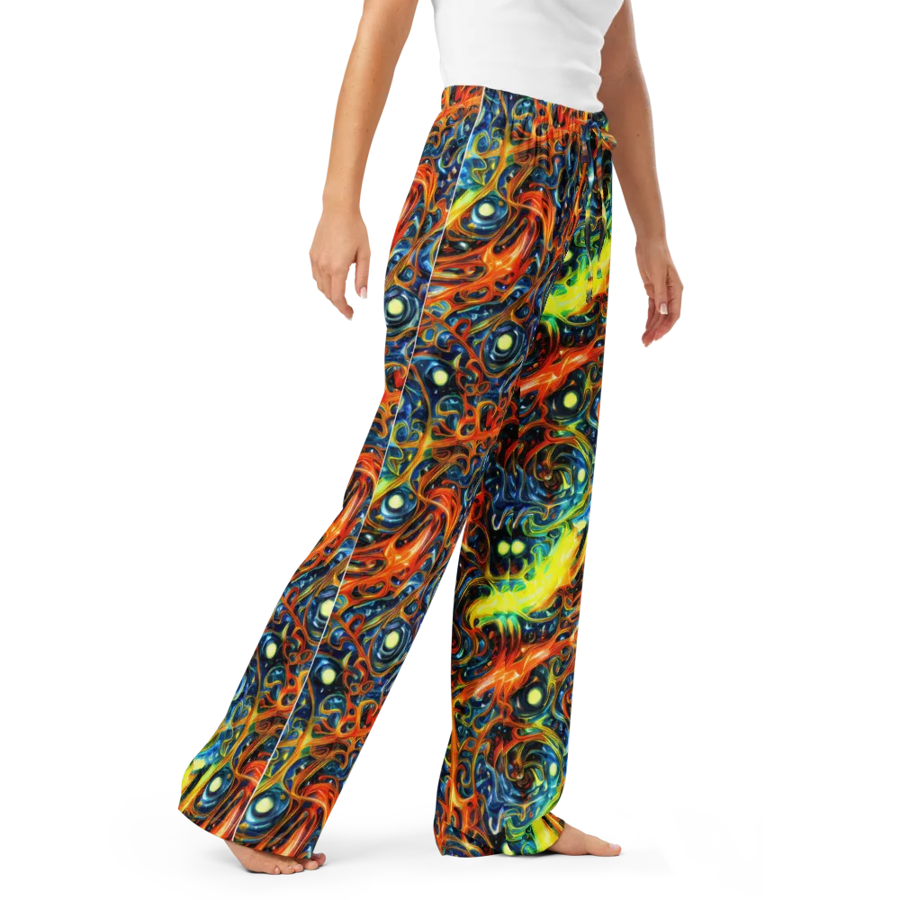 Blue Flame Field on Women's Pajama Pants — Right Front