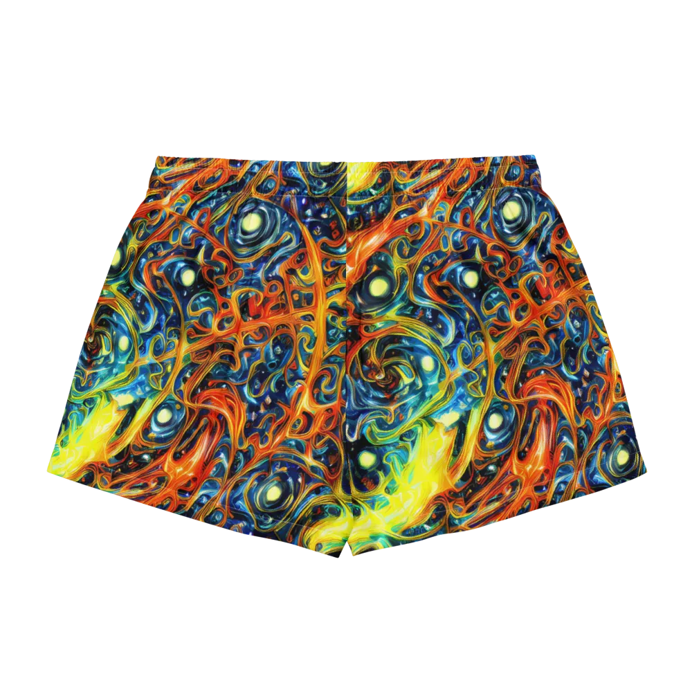 Blue Flame Field on Women's Pajama Shorts — Back