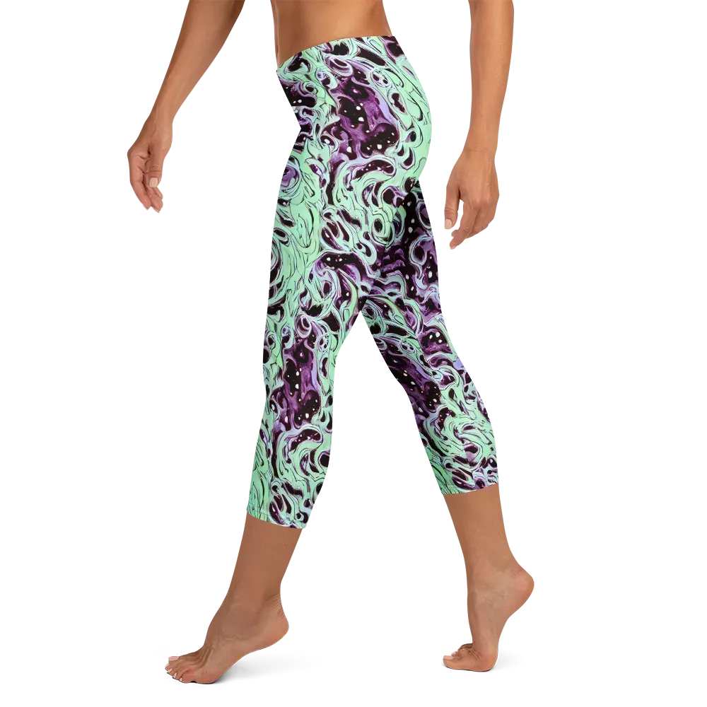Lavender Lava on Capri Leggings — Left