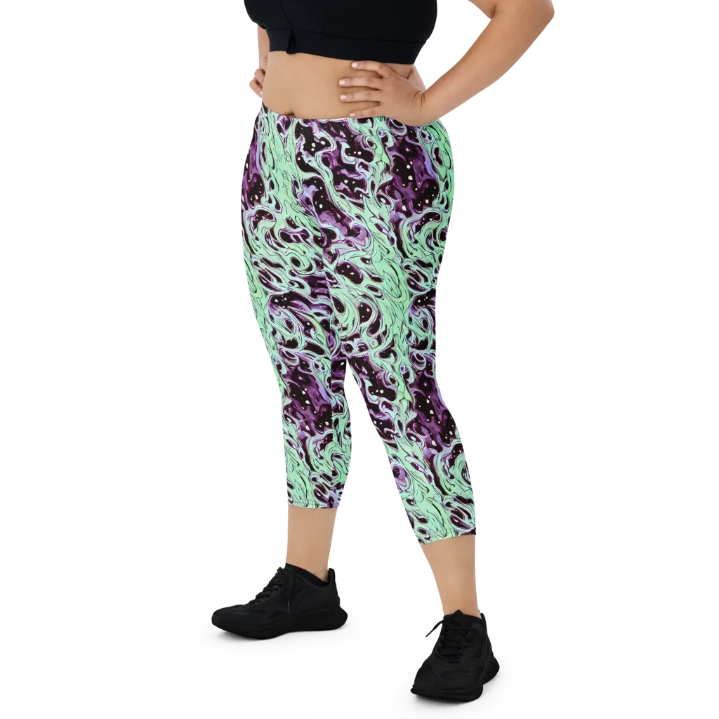 Lavender Lava on Capri Leggings — Front