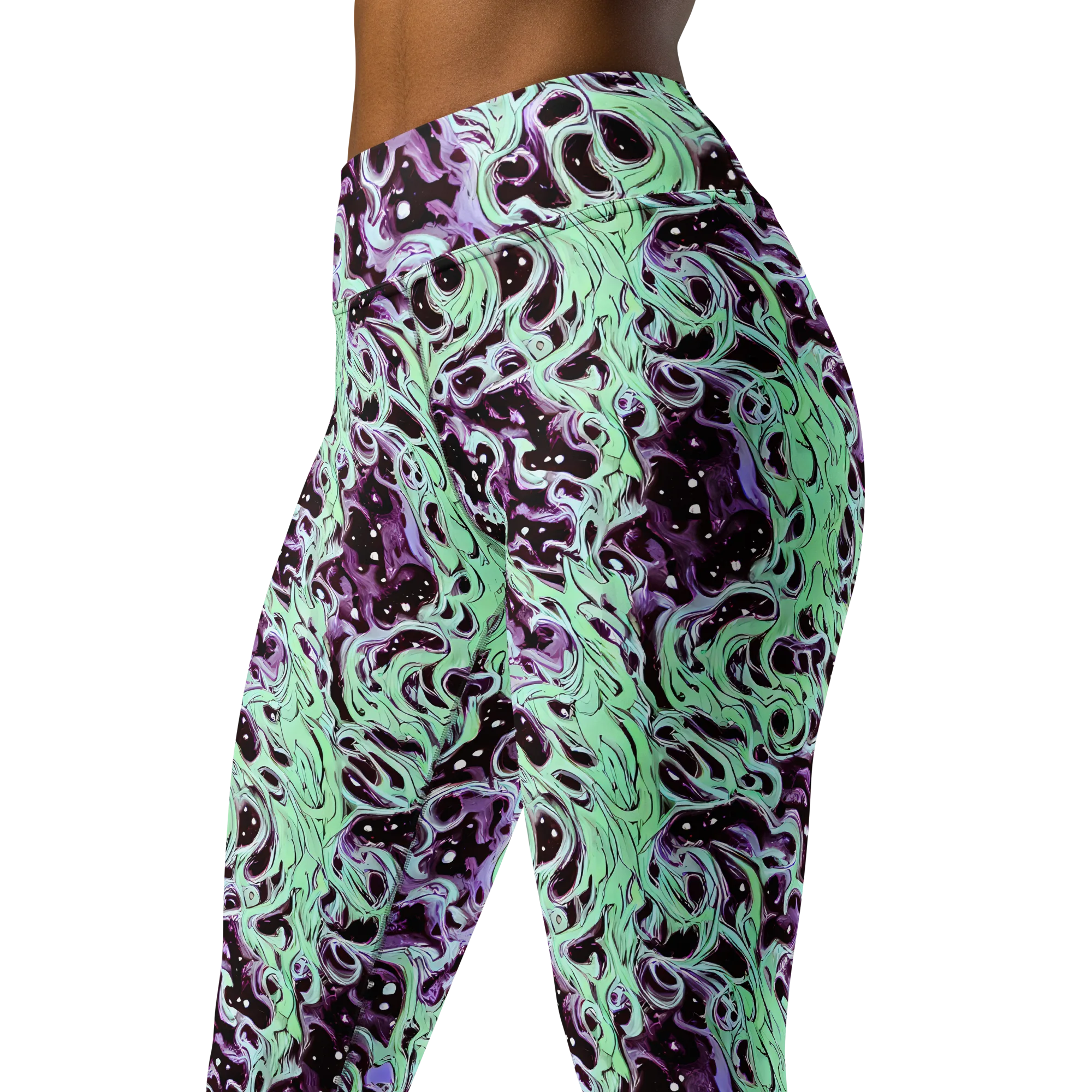Lavender Lava on Yoga Leggings — Left Front