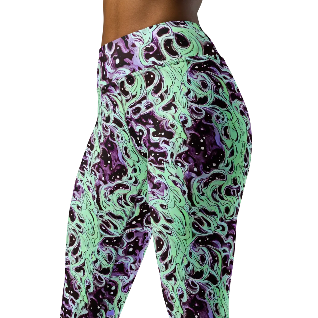 Lavender Lava on Yoga Leggings — Left Front