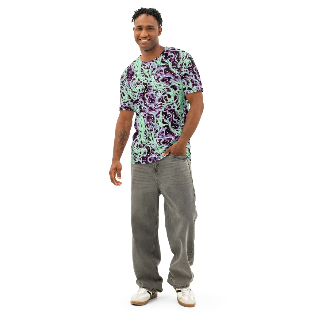 Lavender Lava on Men's Cotton Crew Neck T-Shirt — Front