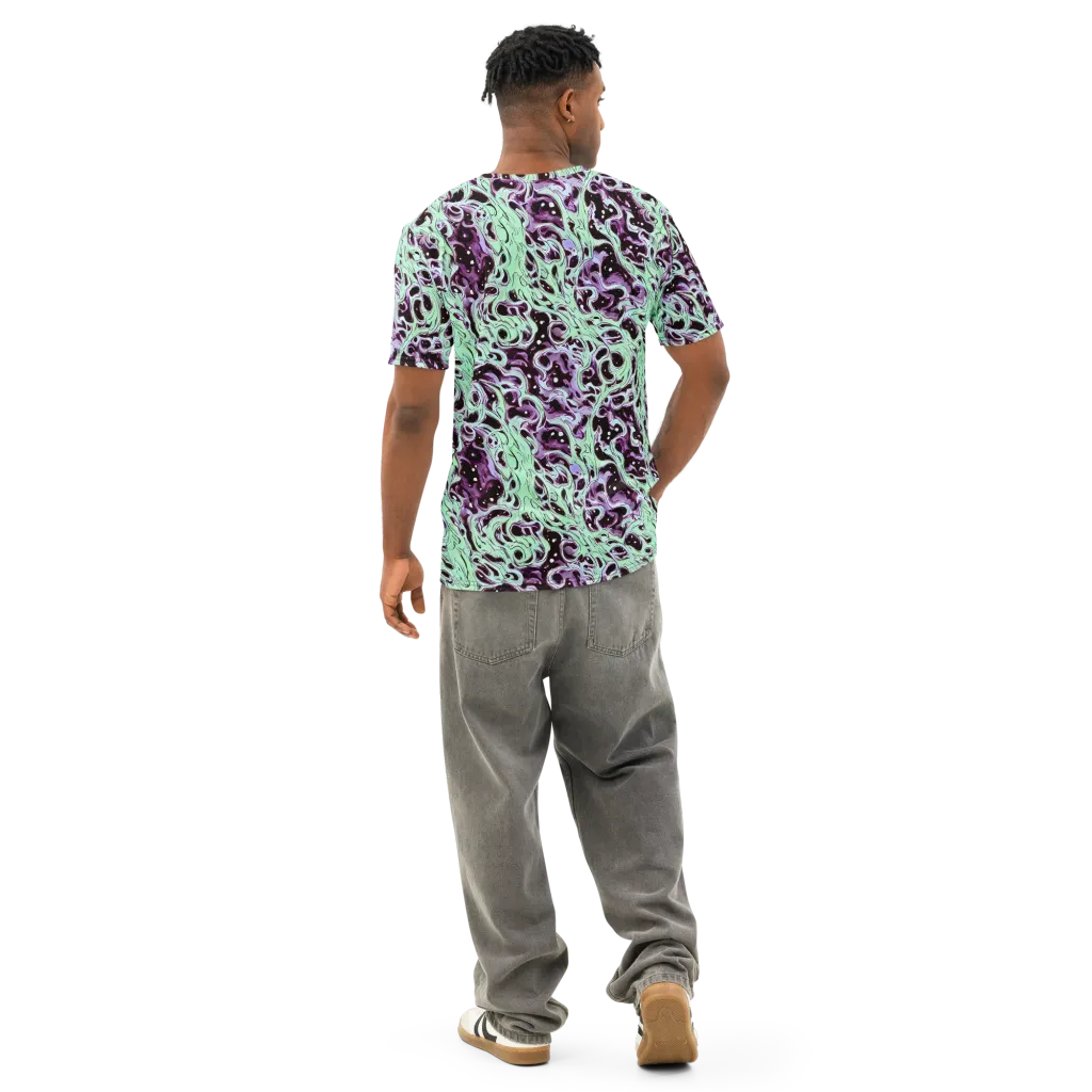 Lavender Lava on Men's Cotton Crew Neck T-Shirt — Back