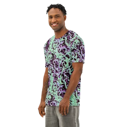 Lavender Lava on a Men's Cotton Crew Neck T-Shirt