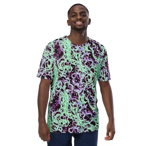 Lavender Lava on a Men's Crew Neck T-Shirt