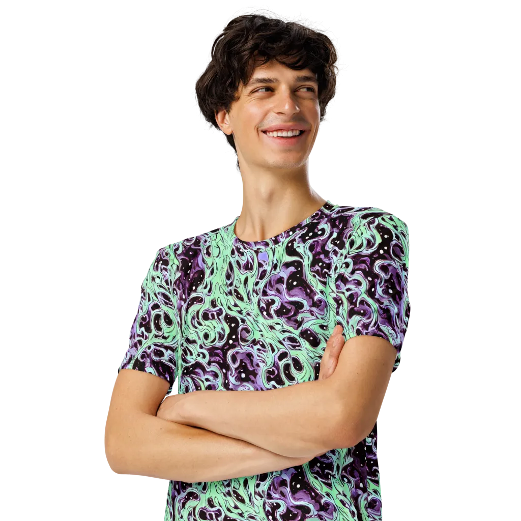 Lavender Lava on Men's Crew Neck T-Shirt — Left Front