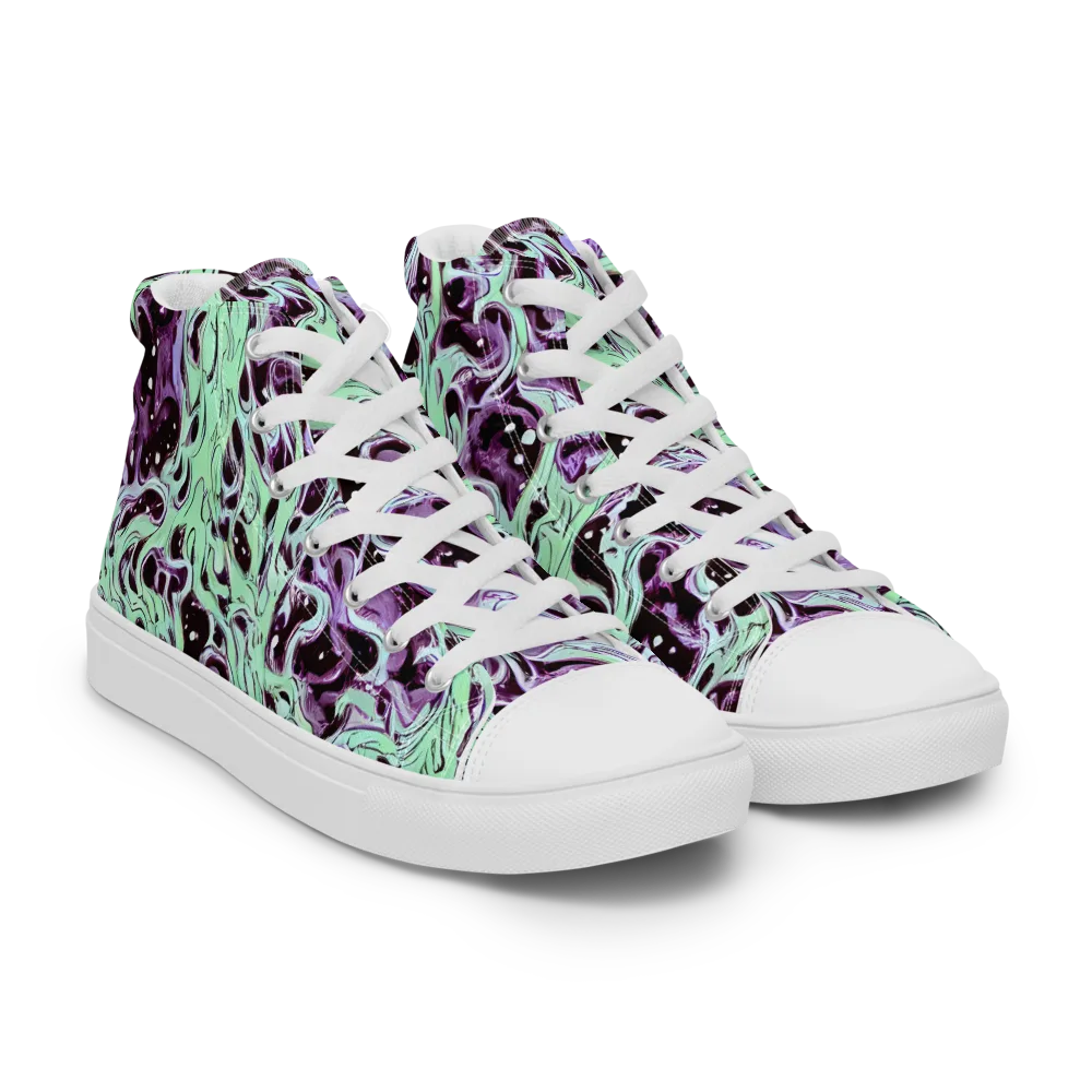 Lavender Lava on Men's High Top Canvas Shoes — Right Front