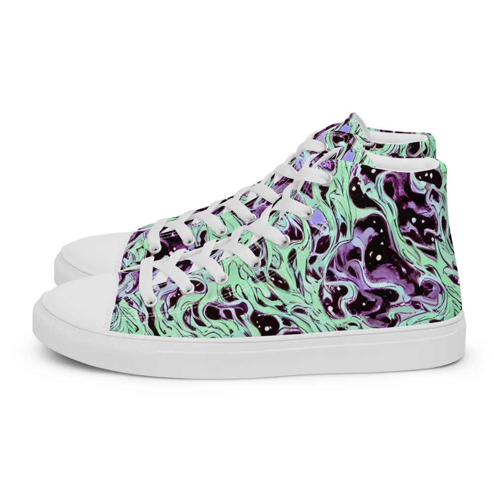 Lavender Lava on Men's High Top Canvas Shoes — Left