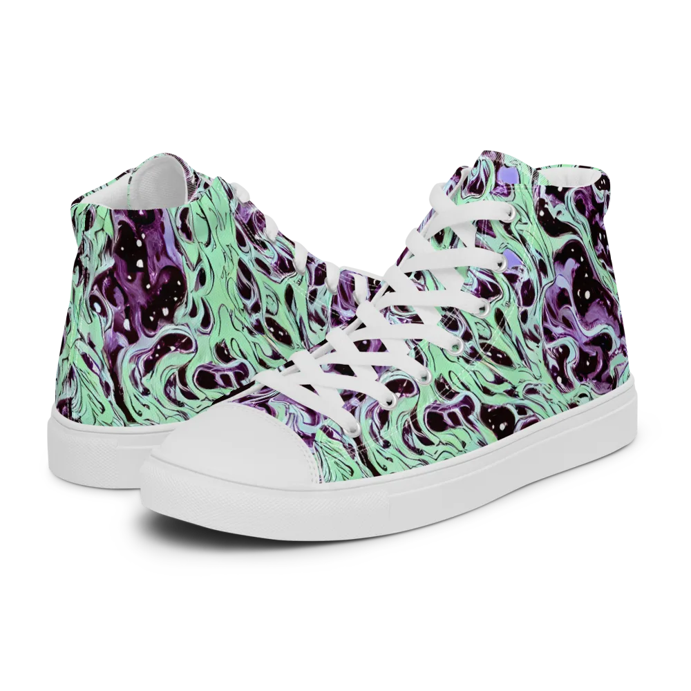 Lavender Lava on Men's High Top Canvas Shoes — Left