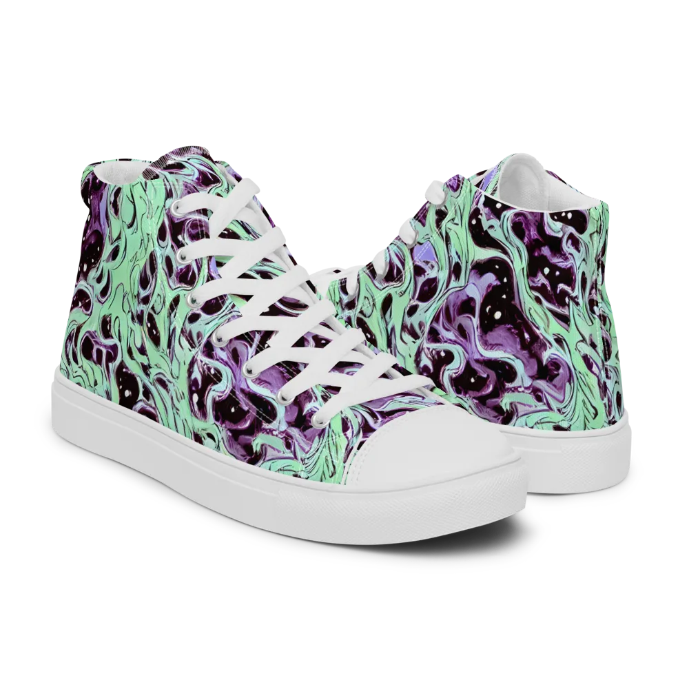 Lavender Lava on Men's High Top Canvas Shoes — Right