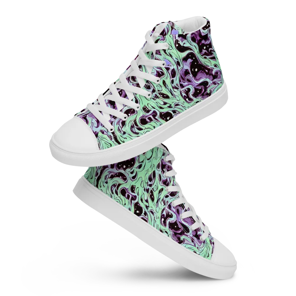 Lavender Lava on Men's High Top Canvas Shoes — Front