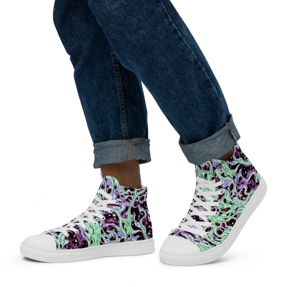 Lavender Lava on Men's High Top Canvas Shoes — Left