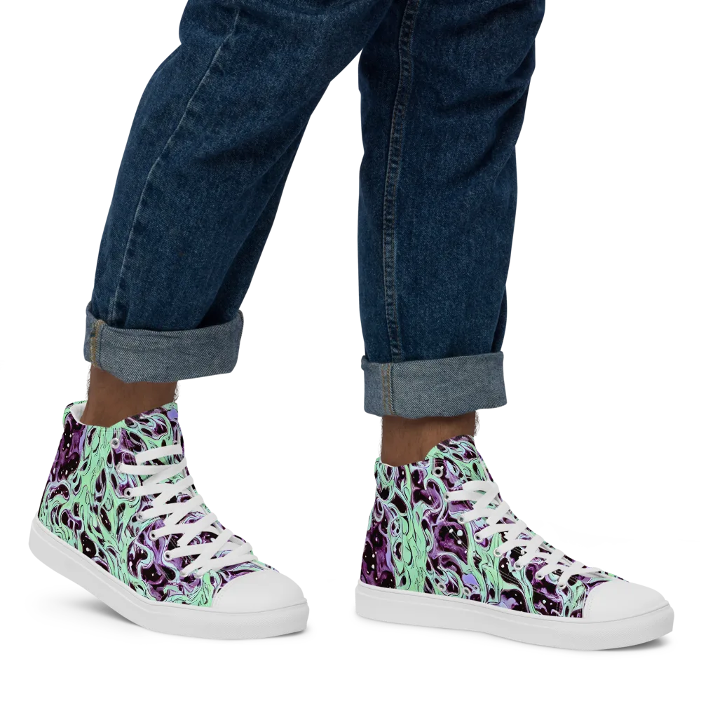 Lavender Lava on Men's High Top Canvas Shoes — Right