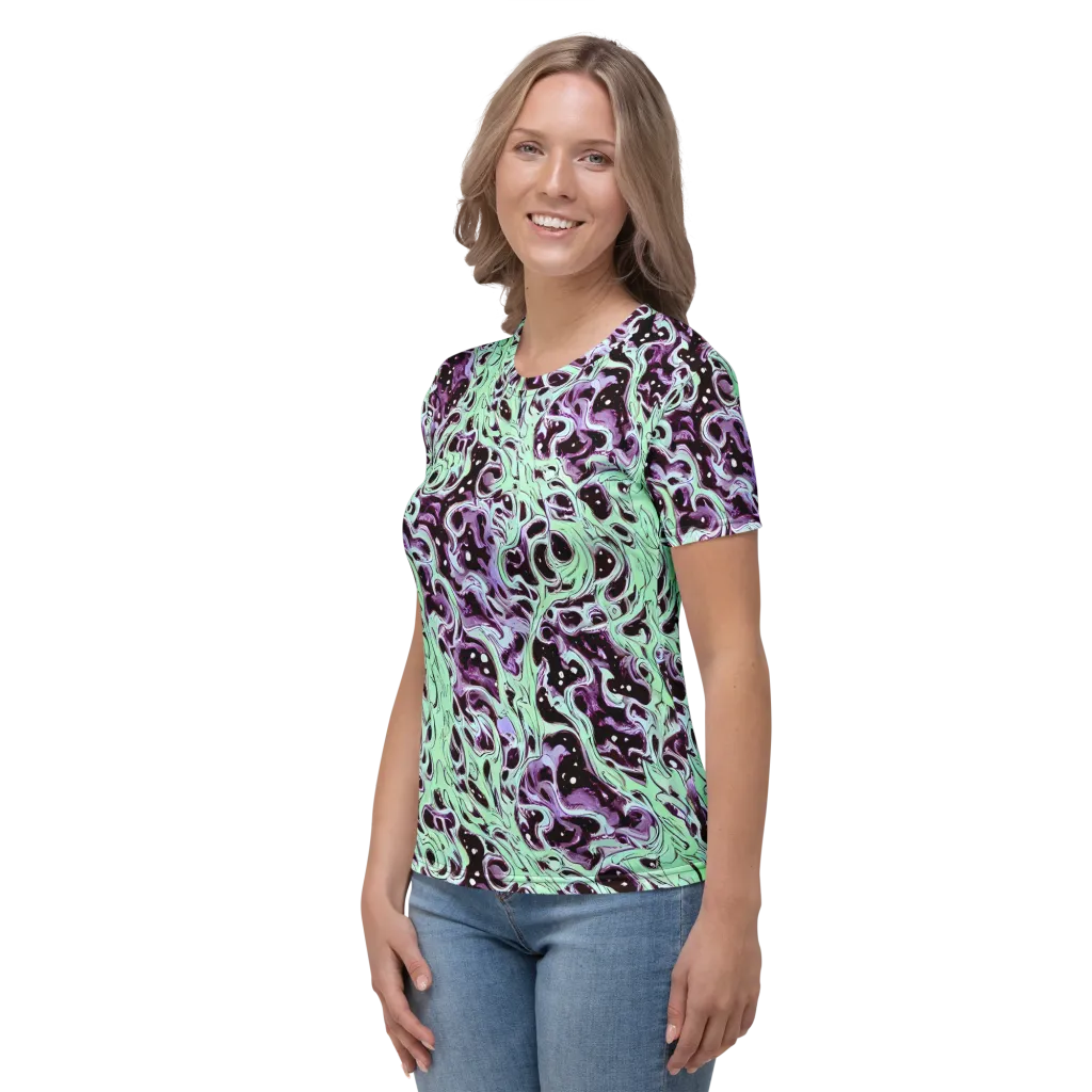 Lavender Lava on Women's Crew Neck T-Shirt — Left