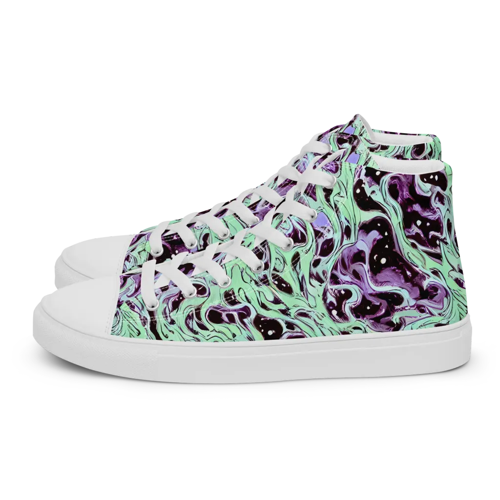 Lavender Lava on Women's High Top Canvas Shoes — Left