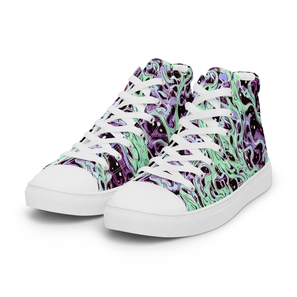 Lavender Lava on Women's High Top Canvas Shoes — Left Front