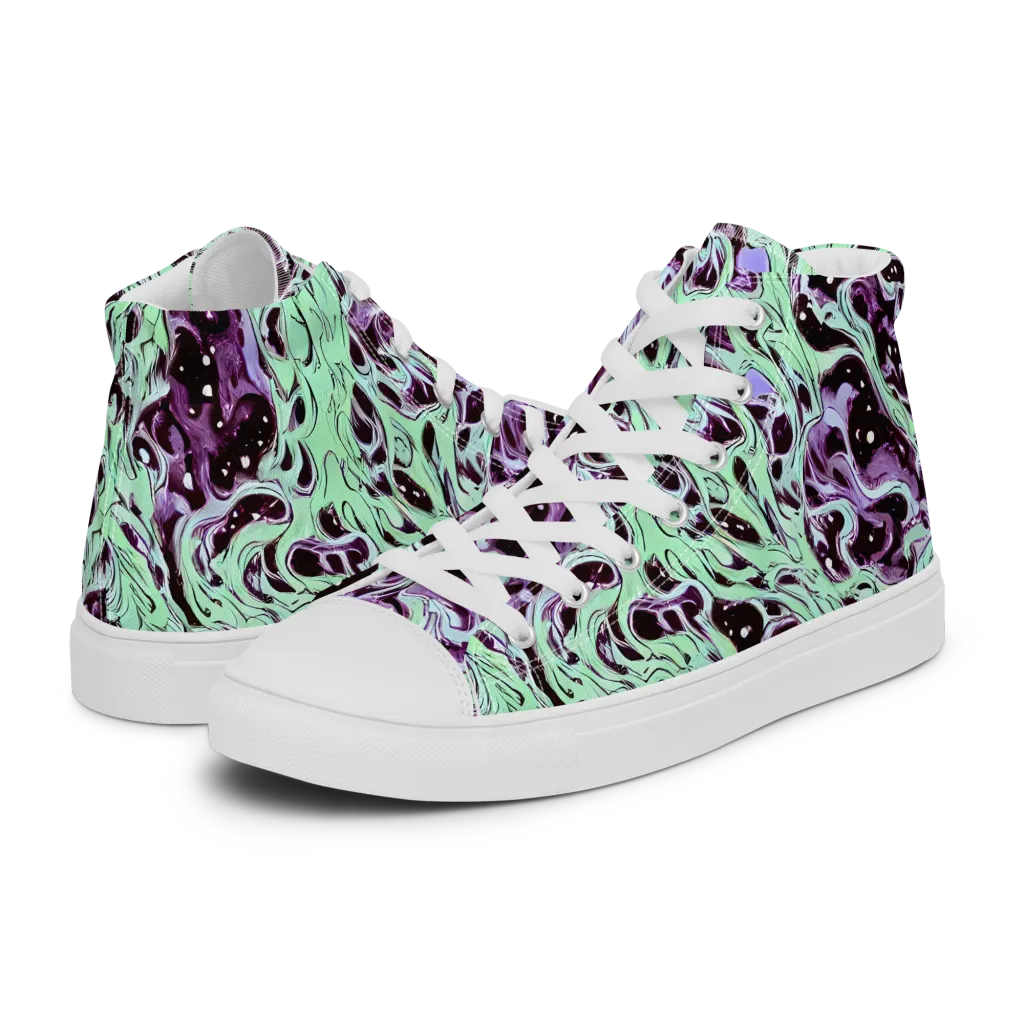 Lavender Lava on Women's High Top Canvas Shoes — Left