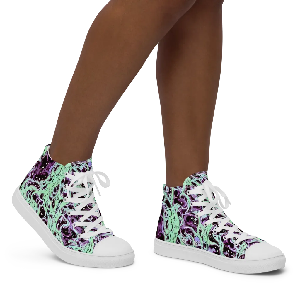 Lavender Lava on Women's High Top Canvas Shoes — Right