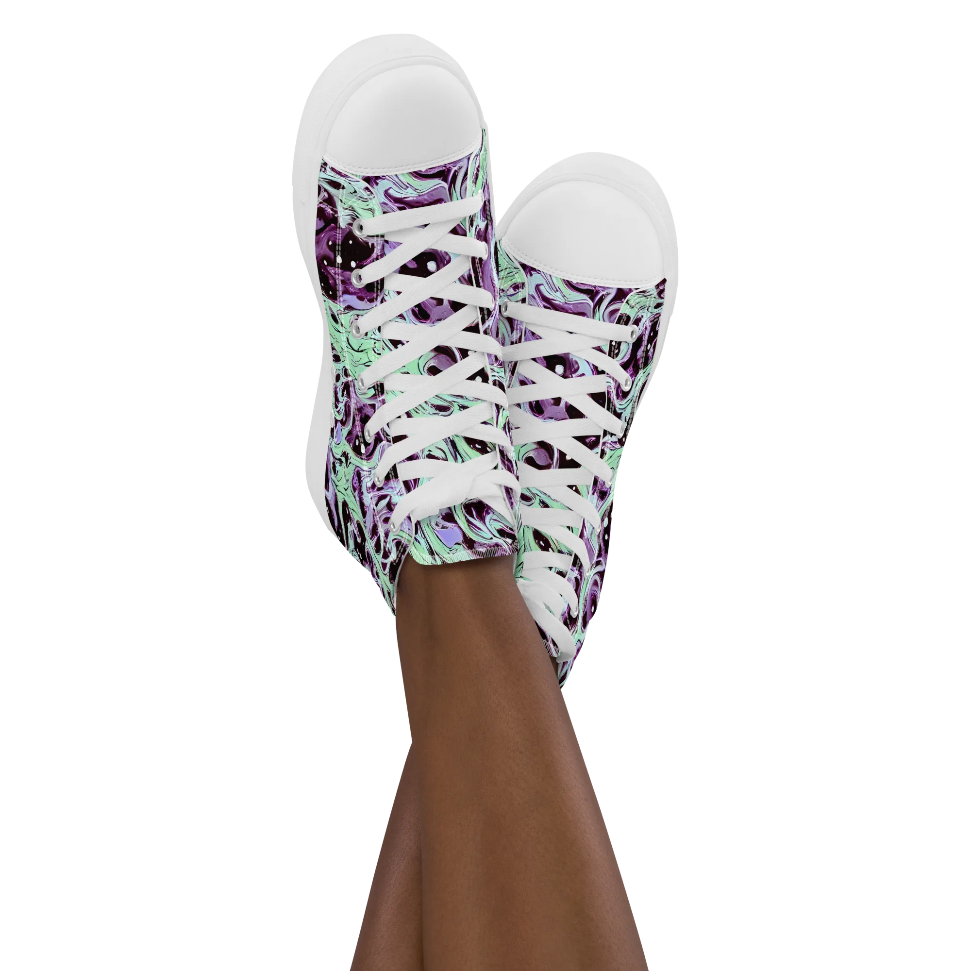 Lavender Lava on Women's High Top Canvas Shoes — Front