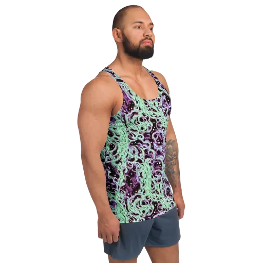 Lavender Lava on a Men's Tank Top