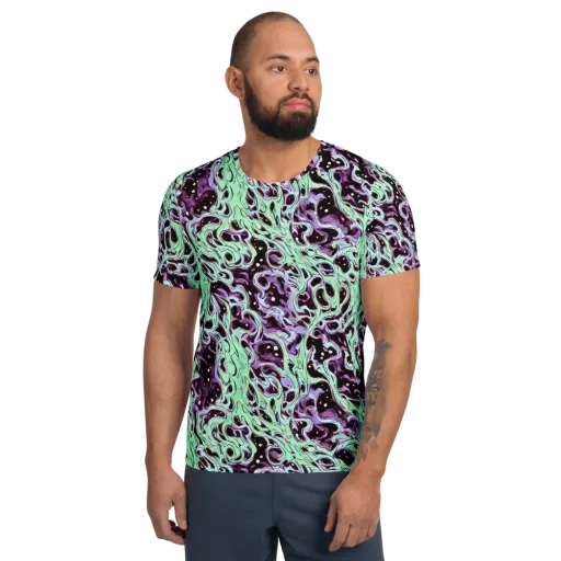 Lavender Lava on a Men's Athletic T-Shirt