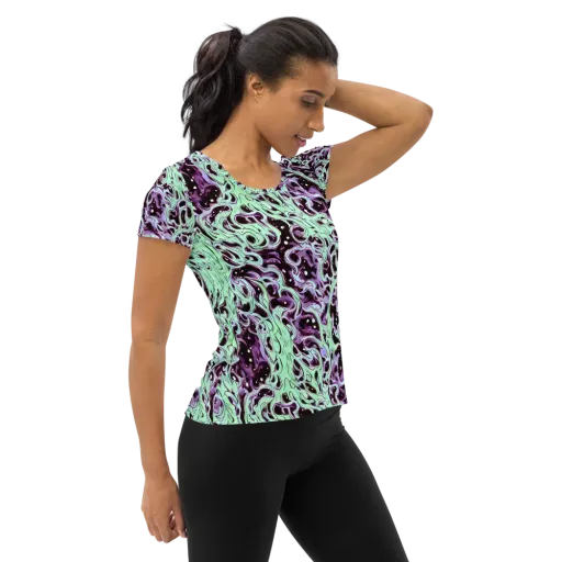 Lavender Lava on a Women's Athletic T-Shirt