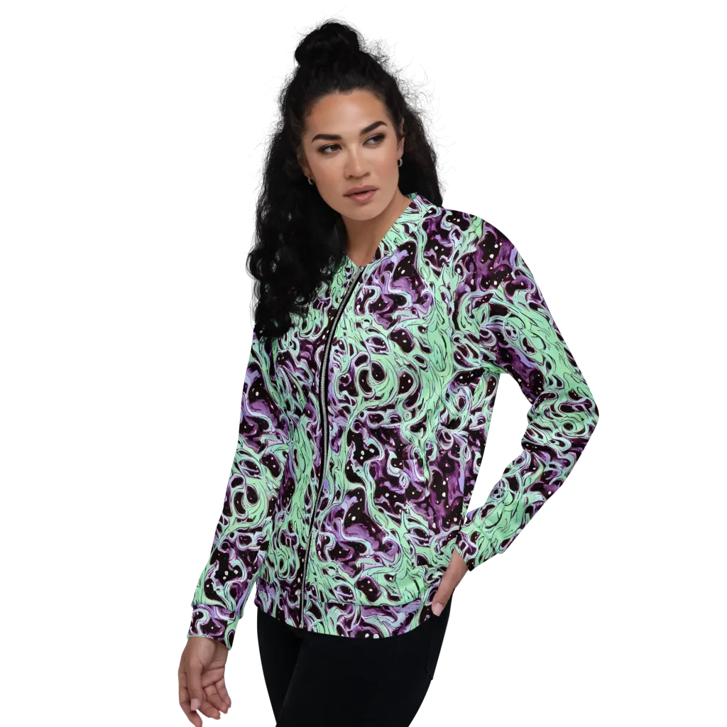 Lavender Lava on Bomber Jacket — Left