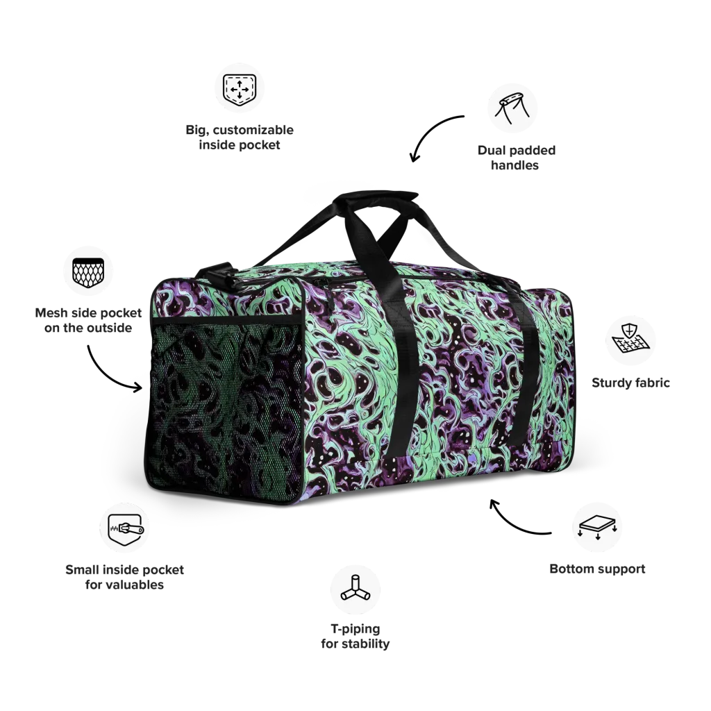 Lavender Lava on Duffle Bag — Right Front