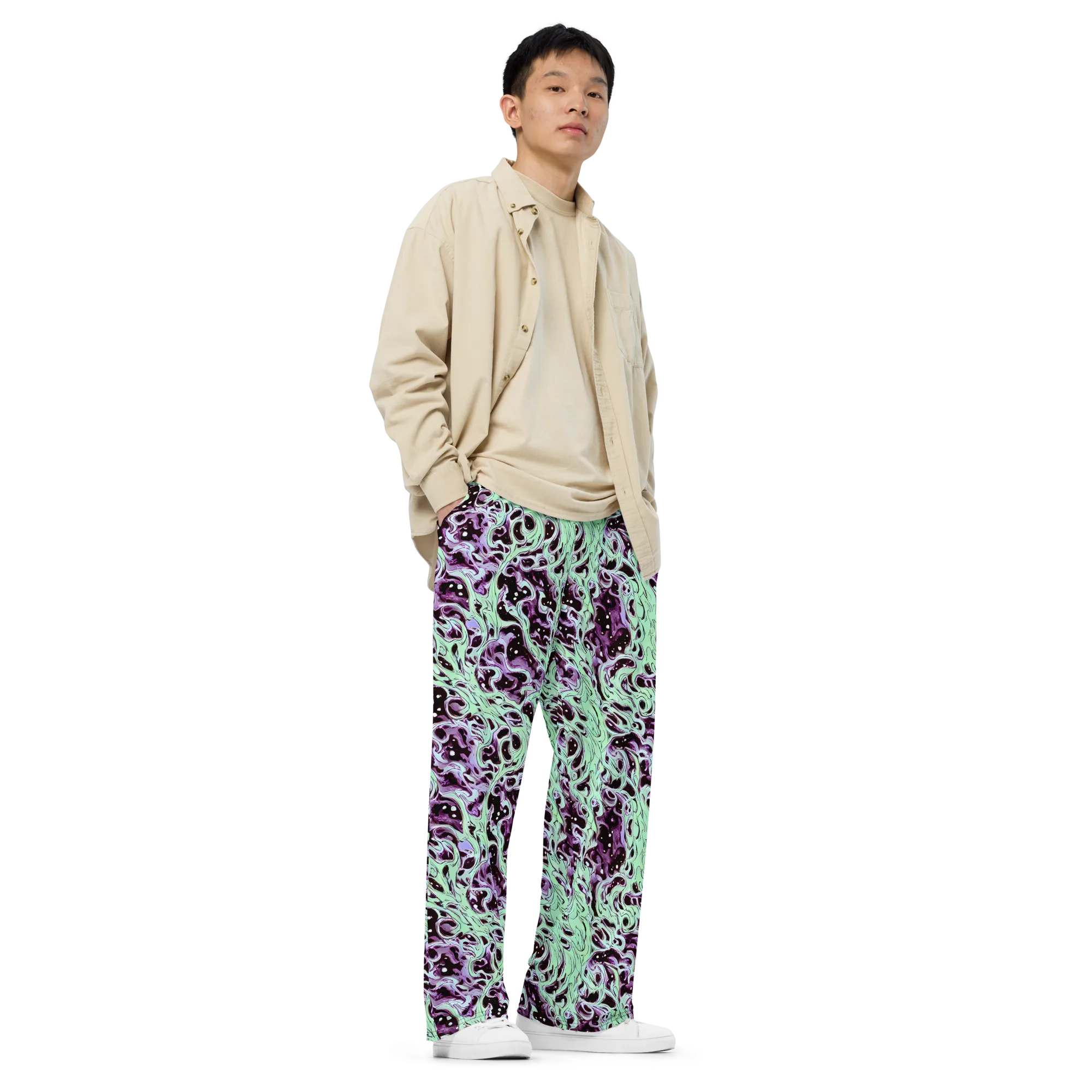 Lavender Lava on Wide-Leg Pants — Right Front